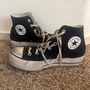 black hightop platform converse